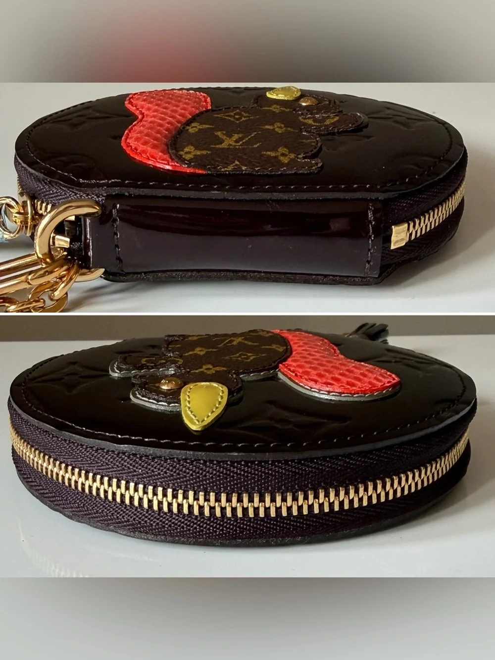Louis Vuitton Animania Ecureuil Squirrel Coin Purse Amarante Vernis M91386